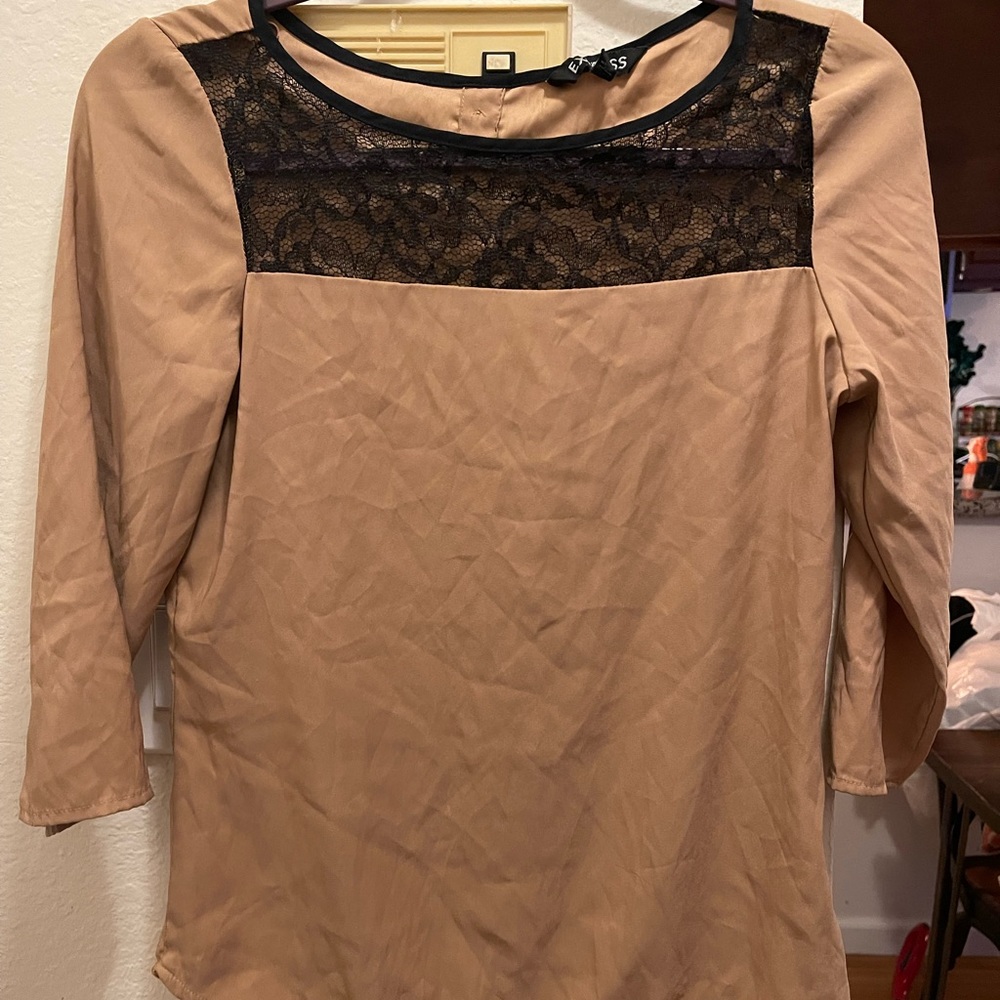 Express silk blouse with black lace